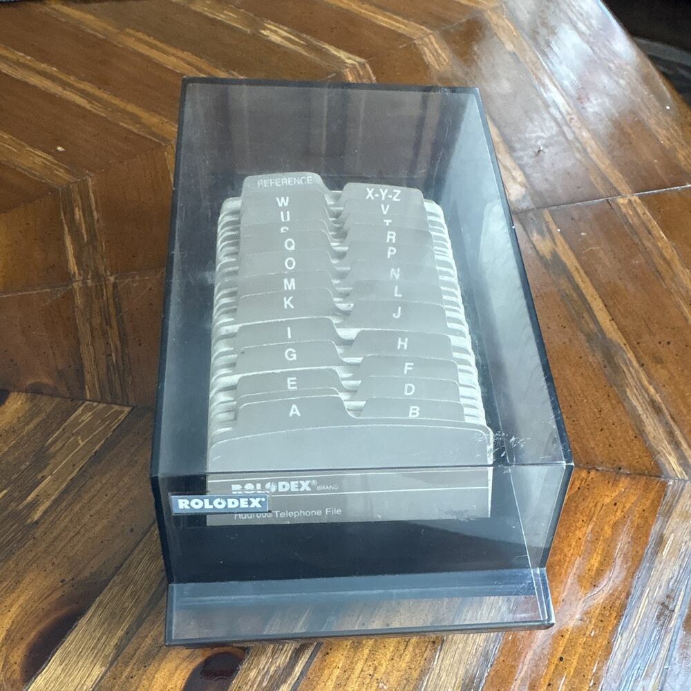 Vintage Rolodex Petite Address/Telephone File Desktop Card File w/ Cover, Alpha